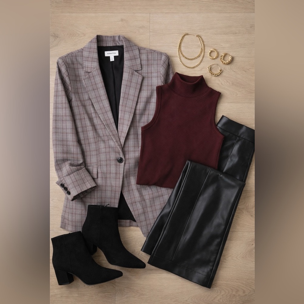 Nordstrom Plaid Blazer | Gray Windowpane | Size Small - Picture 6 of 6